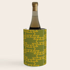 Southwest Azteca - Geometric Pattern in Mid Century Mod Mustard and Olive Green Wine Chiller Gallery Image 2