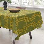 Southwest Azteca - Geometric Pattern in Mid Century Mod Mustard and Olive Green Tablecloth Gallery Image 3