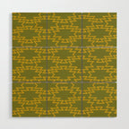 Southwest Azteca - Geometric Pattern in Mid Century Mod Mustard and Olive Green Wood Wall Art Gallery Image 1