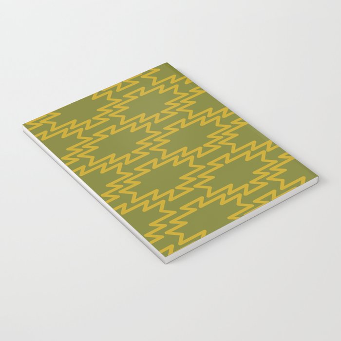 Southwest Azteca - Geometric Pattern in Mid Century Mod Mustard and Olive Green Notebook Gallery Image 3