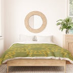 Southwest Azteca - Geometric Pattern in Mid Century Mod Mustard and Olive Green Duvet Cover Gallery Image 3
