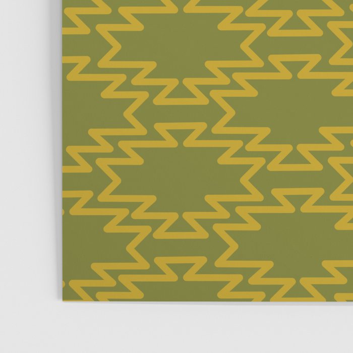 Southwest Azteca - Geometric Pattern in Mid Century Mod Mustard and Olive Green Poster Gallery Image 3
