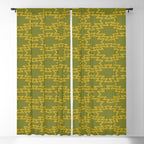 Southwest Azteca - Geometric Pattern in Mid Century Mod Mustard and Olive Green Window Curtain Gallery Image 5