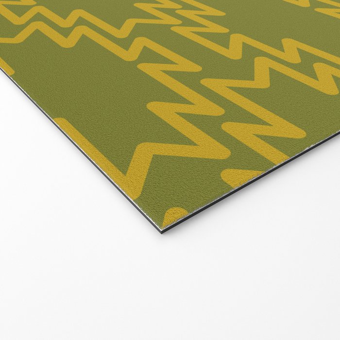 Southwest Azteca - Geometric Pattern in Mid Century Mod Mustard and Olive Green Welcome Mat Gallery Image 2