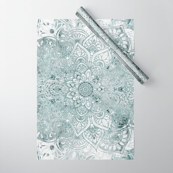 Yoga, Mandala, Prints Green, Wall Art Boho Wrapping Paper Gallery Image 1