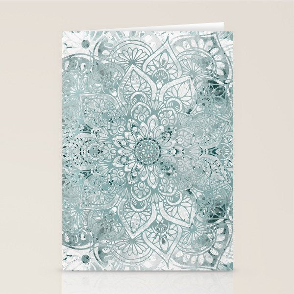 Yoga, Mandala, Prints Green, Wall Art Boho Stationery Card Gallery Image 1