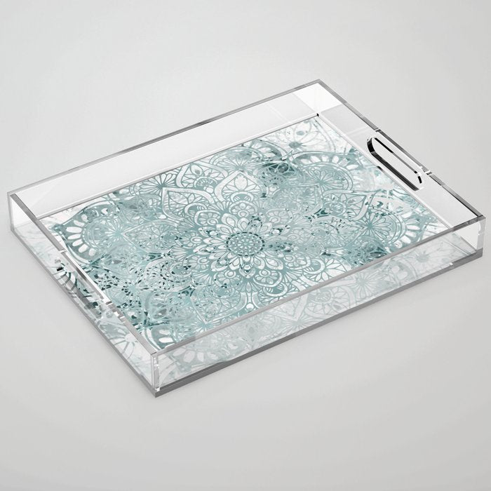 Yoga, Mandala, Prints Green, Wall Art Boho Acrylic Tray Gallery Image 1
