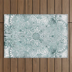 Yoga, Mandala, Prints Green, Wall Art Boho Outdoor Rug Gallery Image 1