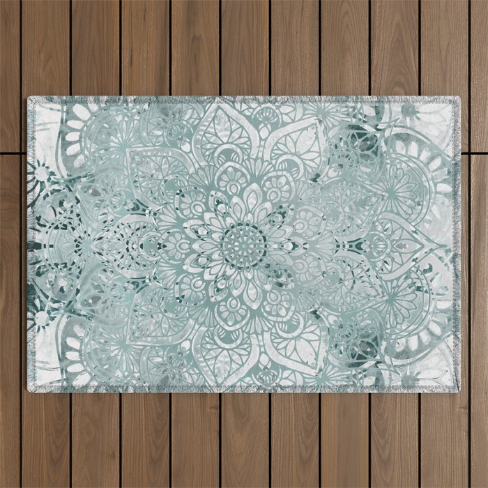Yoga, Mandala, Prints Green, Wall Art Boho Outdoor Rug Gallery Image 1