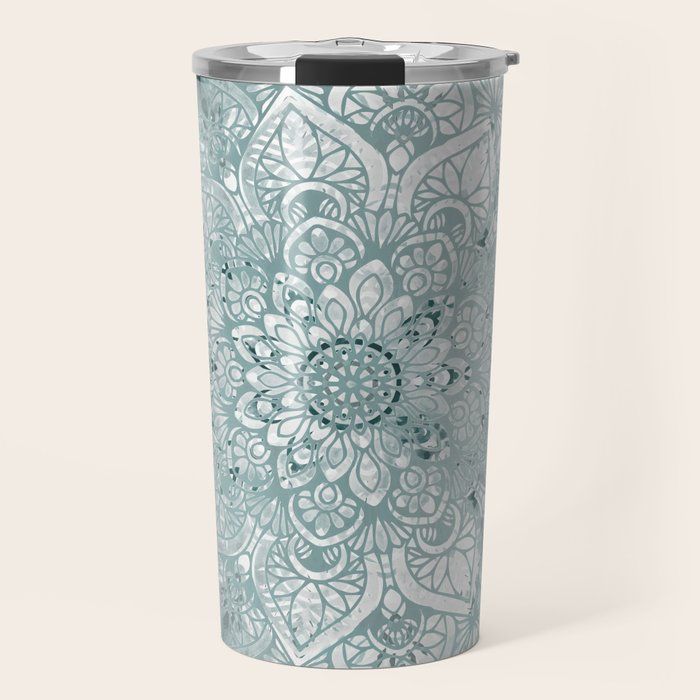 Yoga, Mandala, Prints Green, Wall Art Boho Travel Mug Gallery Image 1