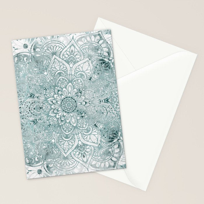 Yoga, Mandala, Prints Green, Wall Art Boho Stationery Card Gallery Image 2