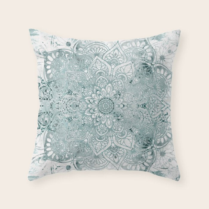 Yoga, Mandala, Prints Green, Wall Art Boho Throw Pillow Gallery Image 6