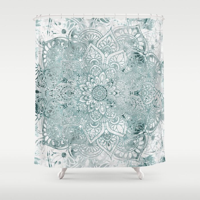 Yoga, Mandala, Prints Green, Wall Art Boho Shower Curtain Gallery Image 1