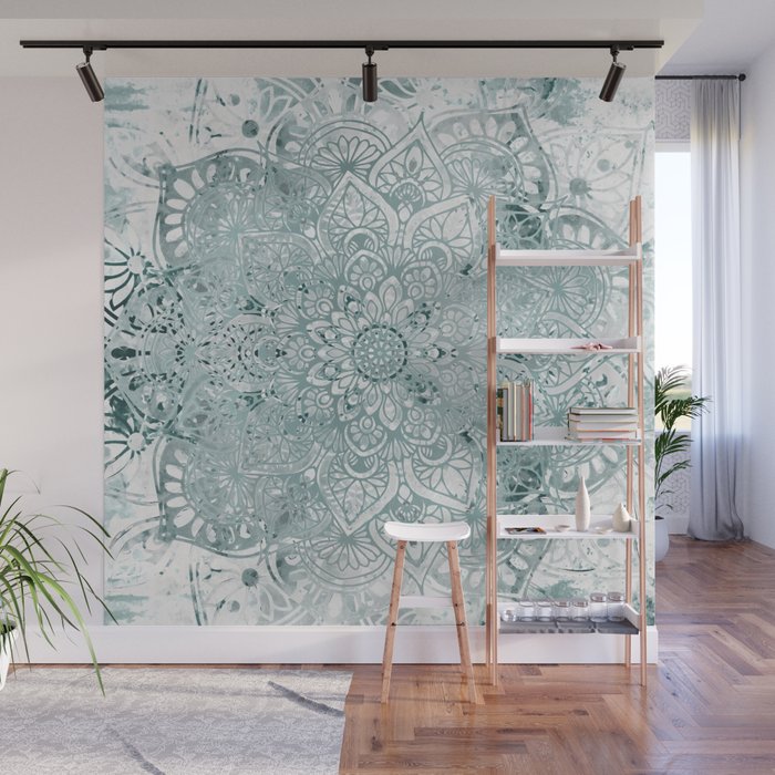 Yoga, Mandala, Prints Green, Wall Art Boho Wall Mural Gallery Image 1