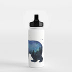 Forest Bear Silhouette Watercolor Galaxy Water Bottle Gallery Image 2