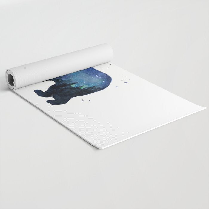 Forest Bear Silhouette Watercolor Galaxy Yoga Mat Gallery Image 2