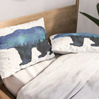 Forest Bear Silhouette Watercolor Galaxy Pillow Sham Gallery Image 2