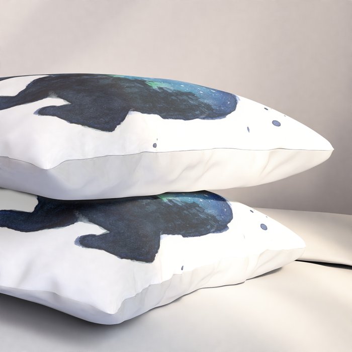 Forest Bear Silhouette Watercolor Galaxy Pillow Sham Gallery Image 3