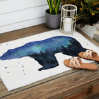 Forest Bear Silhouette Watercolor Galaxy Outdoor Rug Gallery Image 2
