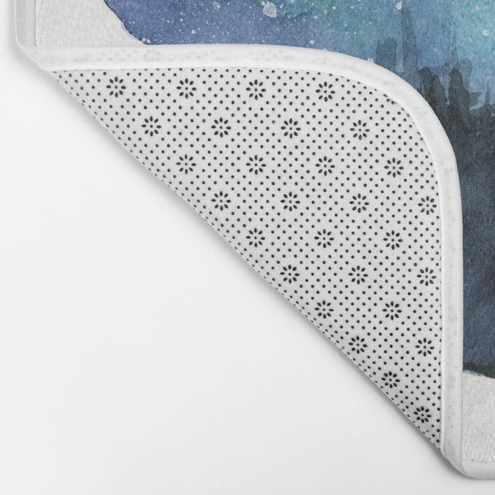 Forest Bear Silhouette Watercolor Galaxy Bath Mat Gallery Image 2