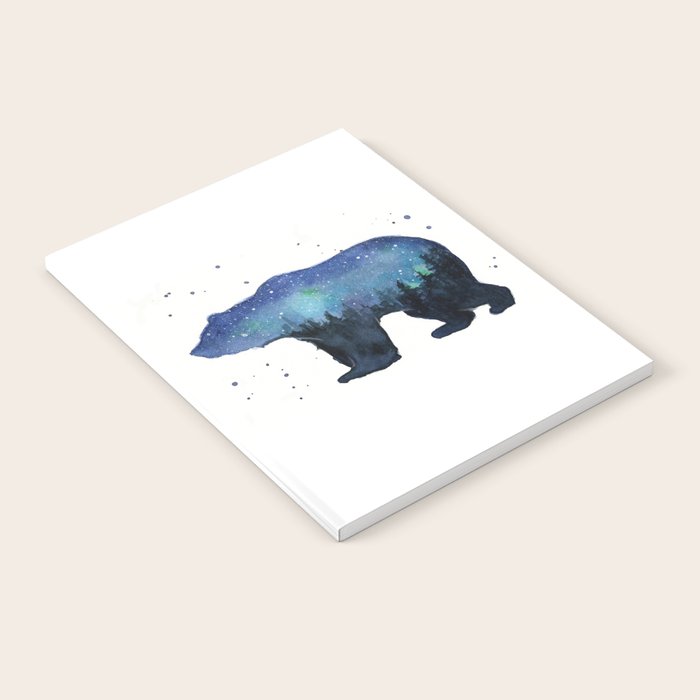 Forest Bear Silhouette Watercolor Galaxy Notebook Gallery Image 1
