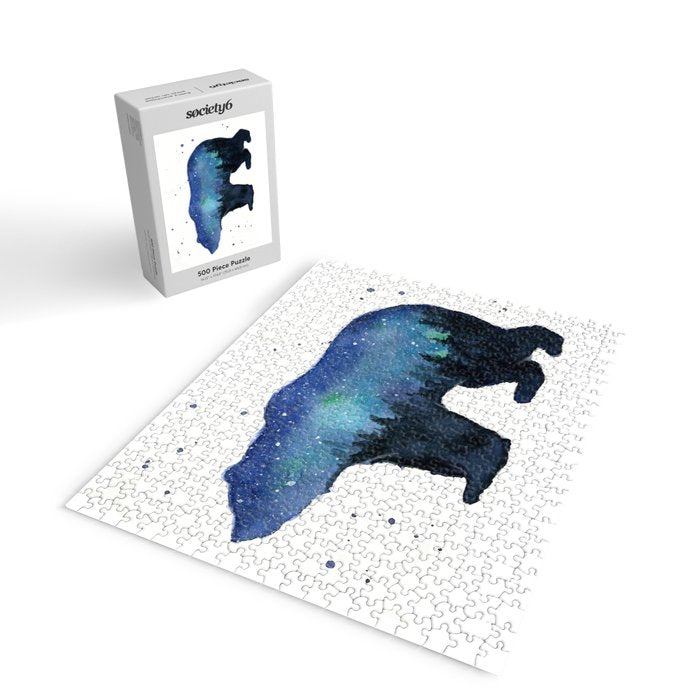 Forest Bear Silhouette Watercolor Galaxy Jigsaw Puzzle Gallery Image 2