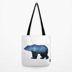 Forest Bear Silhouette Watercolor Galaxy Tote Bag Gallery Image 2