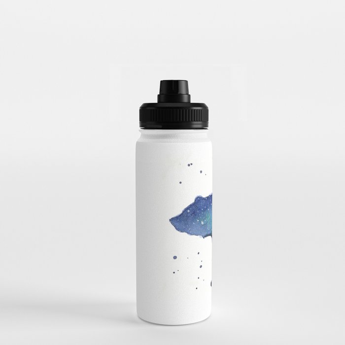 Forest Bear Silhouette Watercolor Galaxy Water Bottle Gallery Image 3