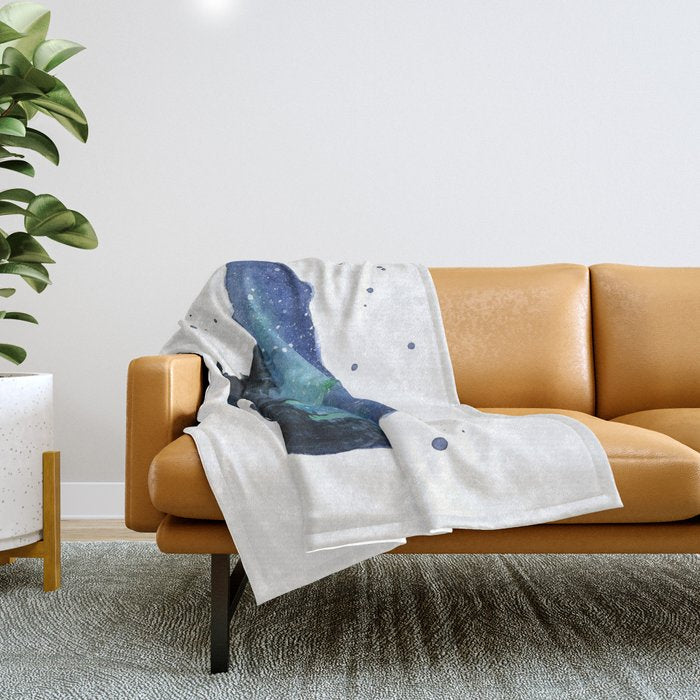 Forest Bear Silhouette Watercolor Galaxy Throw Blanket Gallery Image 1