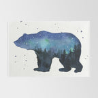 Forest Bear Silhouette Watercolor Galaxy Rug Gallery Image 2