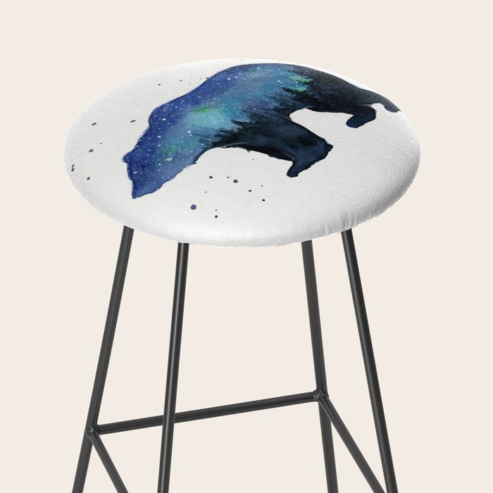 Forest Bear Silhouette Watercolor Galaxy Stool Gallery Image 2