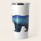 Forest Bear Silhouette Watercolor Galaxy Travel Mug Gallery Image 1