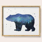 Forest Bear Silhouette Watercolor Galaxy Serving Tray Gallery Image 1