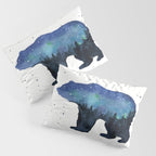 Forest Bear Silhouette Watercolor Galaxy Pillow Sham Gallery Image 3