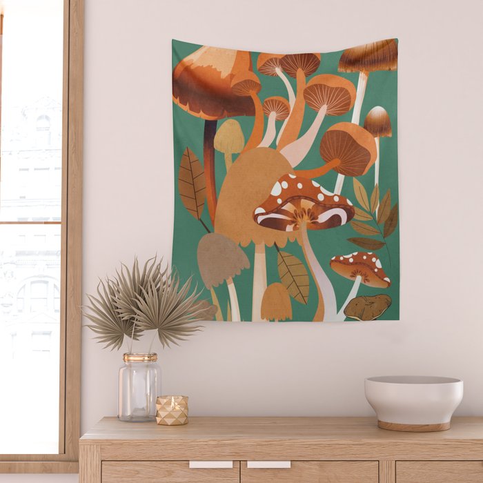 Mushrooms 4 Wall Tapestry Gallery Image 2