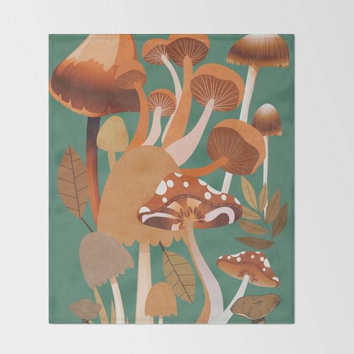 Mushrooms 4 Throw Blanket Gallery Image 2