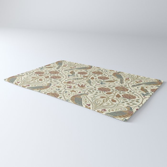 William Morris Seasons By May Birds Linen Rug Gallery Image 3