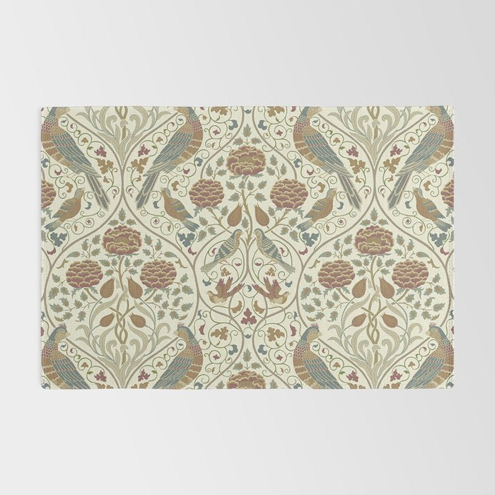 William Morris Seasons By May Birds Linen Rug Gallery Image 2