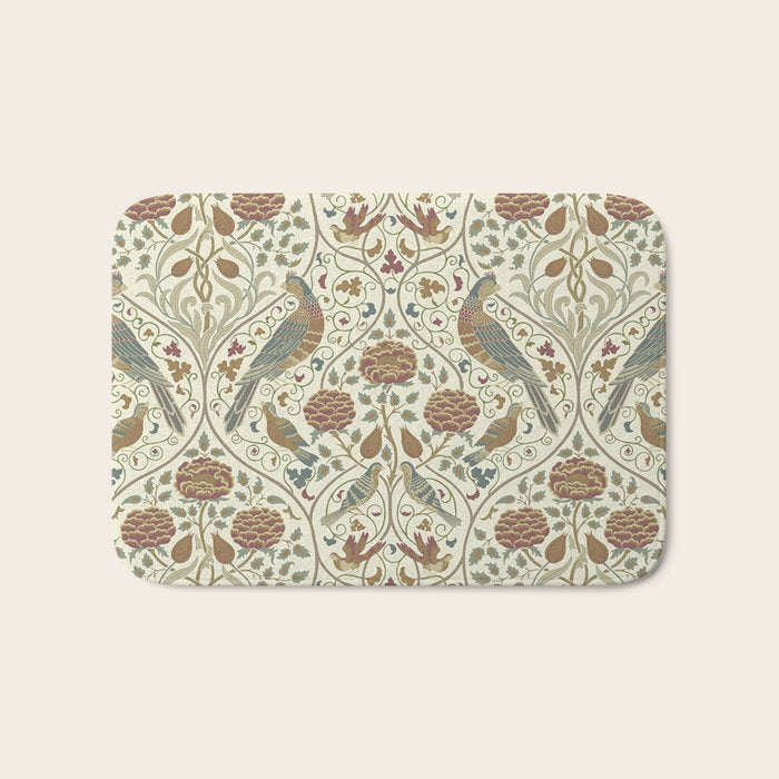 William Morris Seasons By May Birds Linen Bath Mat Gallery Image 1