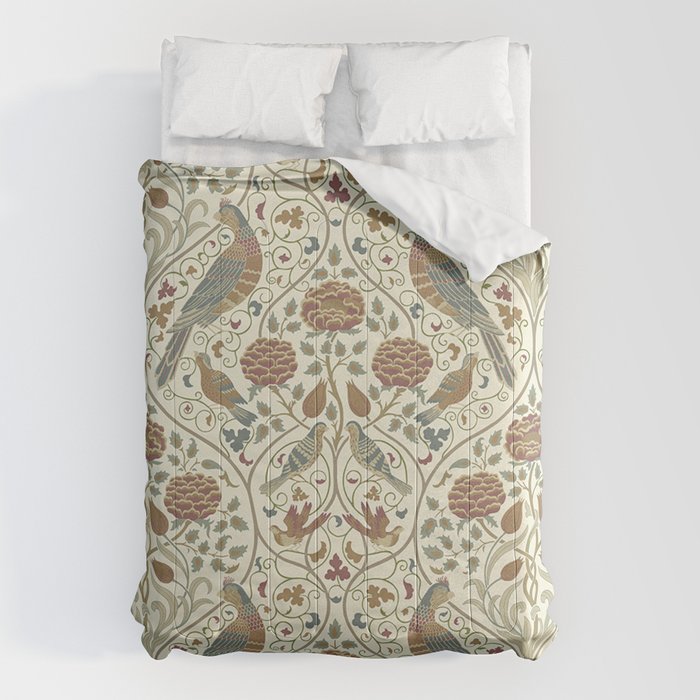 William Morris Seasons By May Birds Linen Comforter Gallery Image 1
