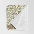 William Morris Seasons By May Birds Linen Throw Blanket Gallery Image 3