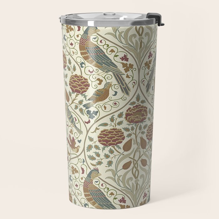 William Morris Seasons By May Birds Linen Travel Mug Gallery Image 2