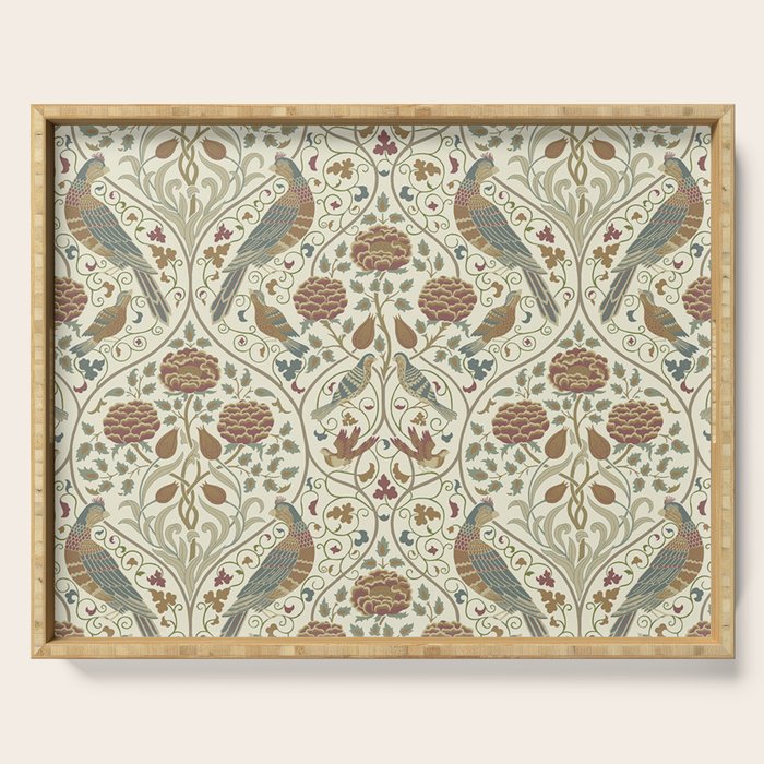 William Morris Seasons By May Birds Linen Serving Tray Gallery Image 1