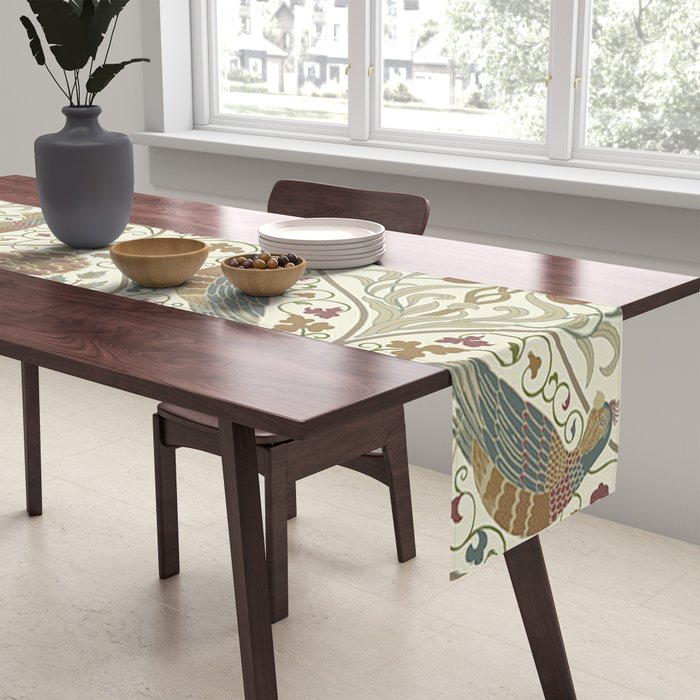 William Morris Seasons By May Birds Linen Table Runner Gallery Image 2