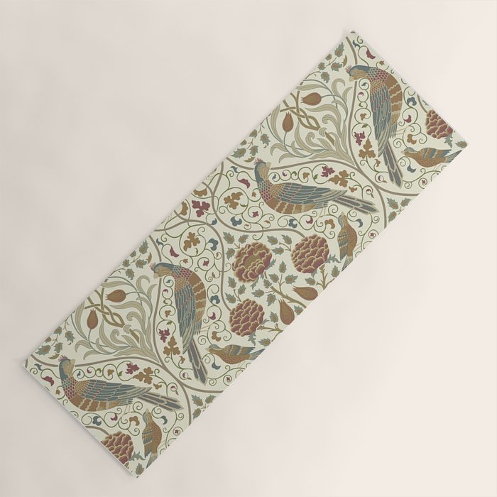 William Morris Seasons By May Birds Linen Yoga Mat Gallery Image 1