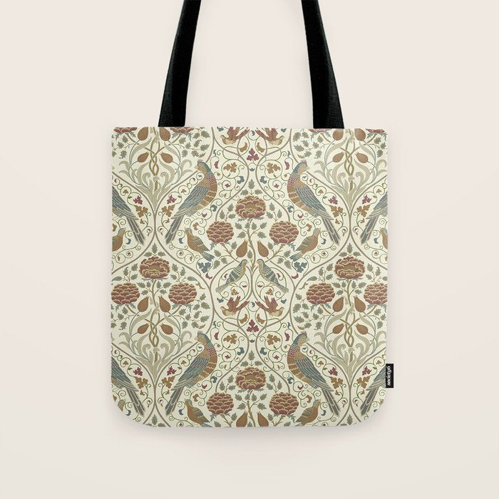 William Morris Seasons By May Birds Linen Tote Bag Gallery Image 1