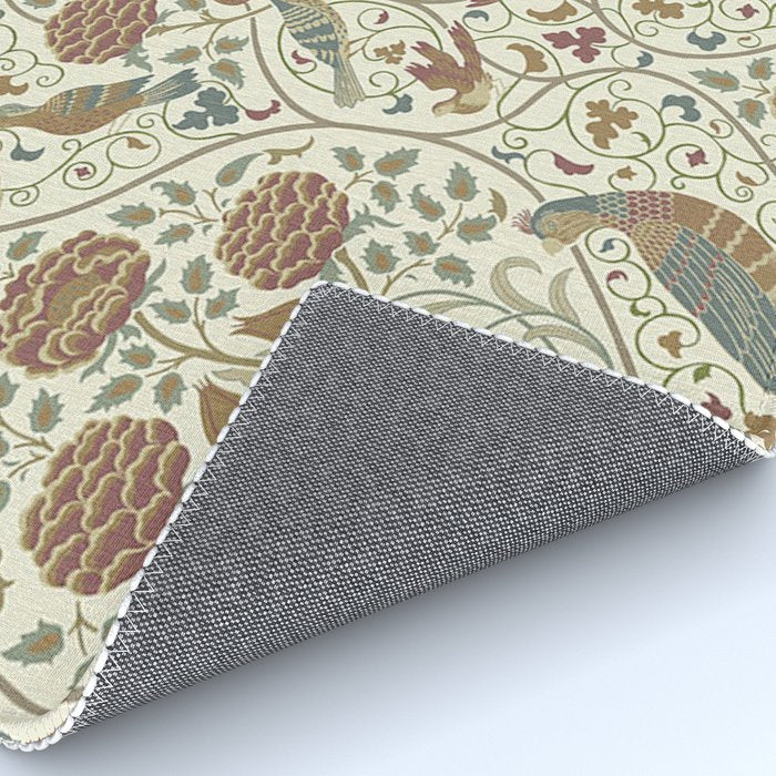 William Morris Seasons By May Birds Linen Rug Gallery Image 4