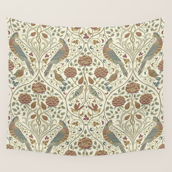 William Morris Seasons By May Birds Linen Wall Tapestry Gallery Image 4
