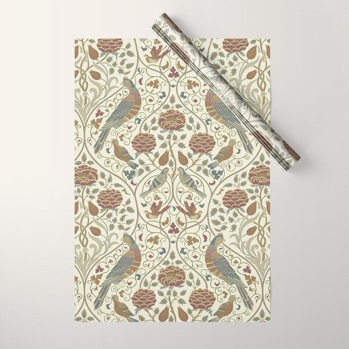 William Morris Seasons By May Birds Linen Wrapping Paper Gallery Image 1