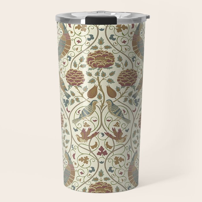 William Morris Seasons By May Birds Linen Travel Mug Gallery Image 1